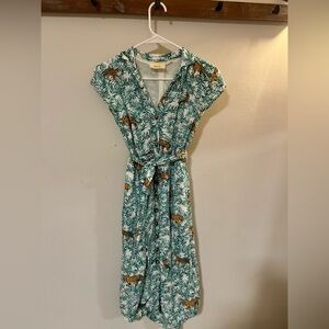 Mauve tea dress, by Anthropologie. Womens 0. Pockets, stretch, bliss to wear.